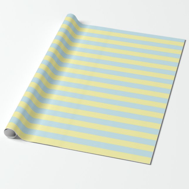 Soft Blue and Soft Yellow Stripes Wrapping Paper (Unrolled)