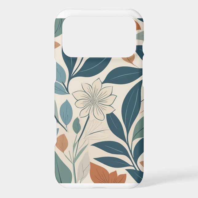 Soft Blue and Terracotta Floral Botanical Pattern  (Back)