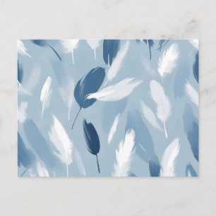 Soft Blue and White Feathers  Abstract  Postcard
