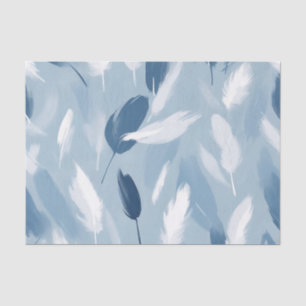 Soft Blue and White Feathers Abstract Tissue Paper