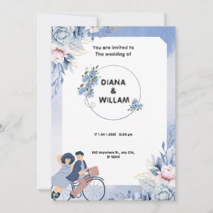 Soft Blue and White Floral Illustrative Wedding In Save The Date