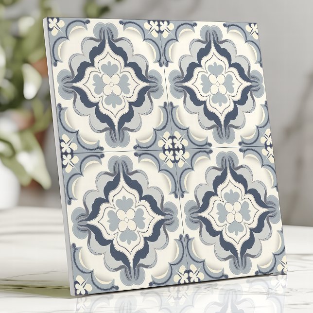 Soft Blue and White Floral Moroccan Ceramic Tile (Creator Uploaded)