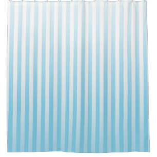 Soft Blue and White Gradated Stripes Shower Curtain