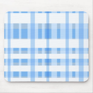 Soft Blue and white Plaid Mouse Pad