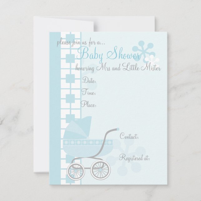 Soft Blue Baby Buggy Invitation (Front)