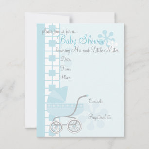 Soft Blue Baby Buggy Invitation
