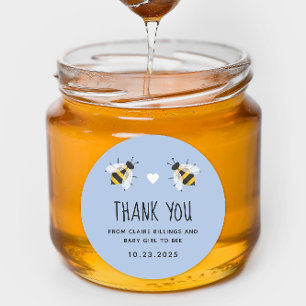 Soft Blue Baby to Bee Shower Thank You Classic Round Sticker