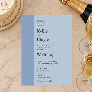 Soft Blue Bar Minimalist Modern Wedding Invitation