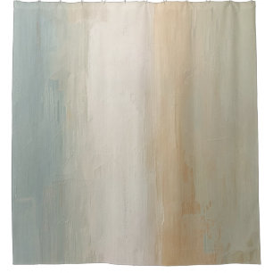 Soft Blue Beige Olive Grey Rustic Abstract Print Shower Curtain