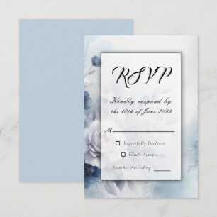 Soft Blue Blossoms and Lavender Mist Wedding RSVP Card