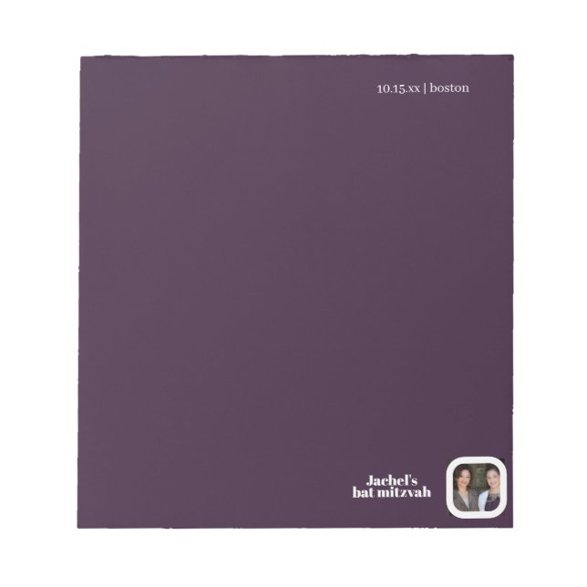 Soft Blue Bold Typography Bat Mitzvah  Notepad (Front)