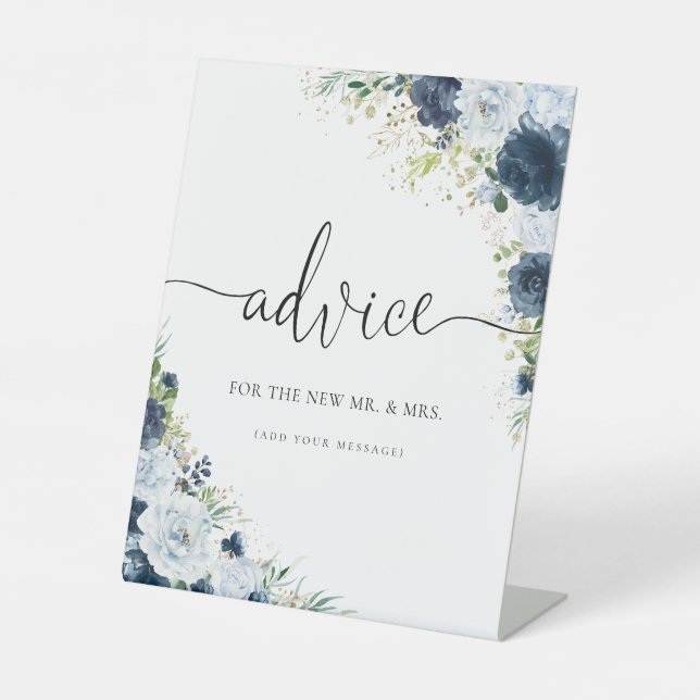 Soft Blue Botanical Advice Sign (Front)