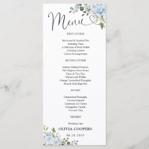 Soft Blue Botanical Baby Shower Menu