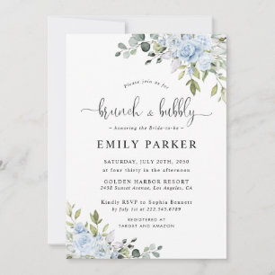 Soft Blue Botanical Bridal Shower Invitation