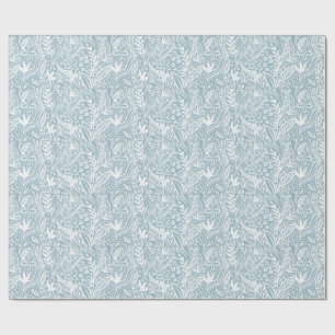 Soft Blue Botanical Wrapping Paper Elegant Hand