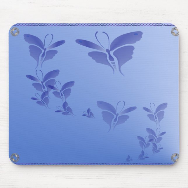 Soft Blue Butterfly  Mousepad (Front)
