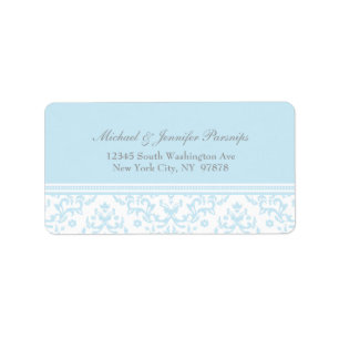 Soft blue chic damask personalised address label
