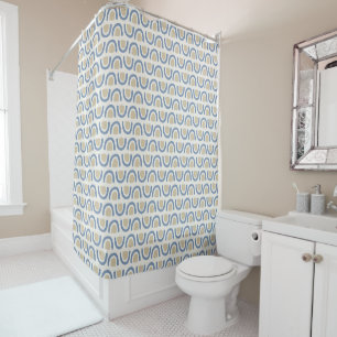 Soft Blue Coastal Arch Geometric Pattern Shower Curtain