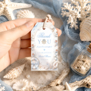 Soft Blue Coastal Bridal Shower Thank You Gift Tags