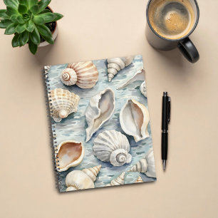 Soft Blue Coastal Seashell Watercolor Planner