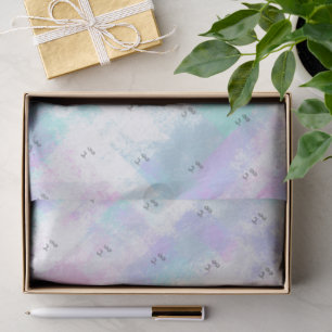 Soft Blue Colourful Watercolor Marble Tissue Paper