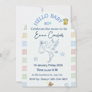 Soft Blue Customizable Baby Shower Card