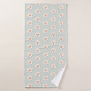 Soft Blue Daisy Floral Pattern Bath Towel