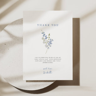 Soft Blue Delicate Floral Bouquet Thank You Card