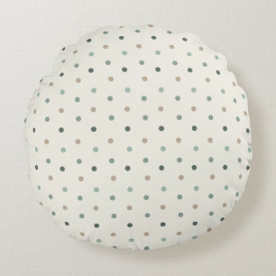 Soft Blue Dot Beige Baby Round Pillow
