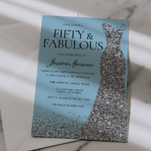 Soft Blue Elegance 50th Birthday Party Invitation