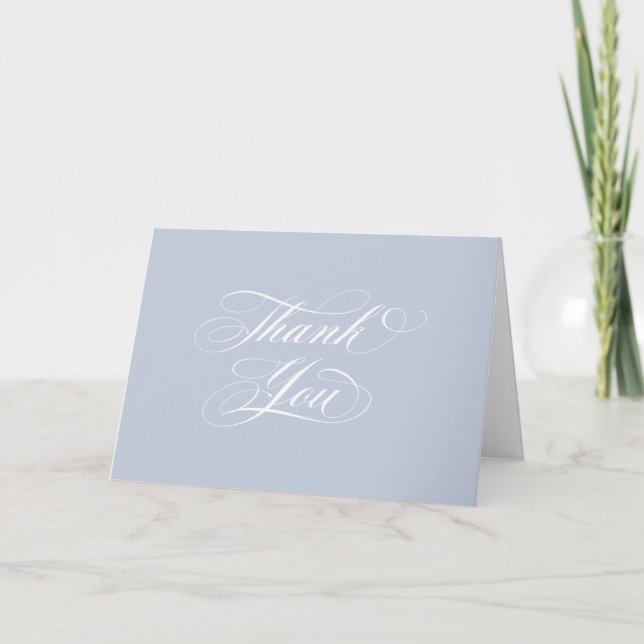 Soft Blue Elegant Script Graduation Photo+Message Thank You Card (Front)