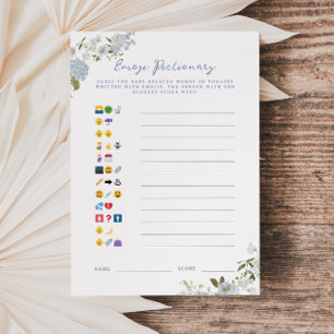 Soft Blue Floral Baby Emoji Pictionary Card