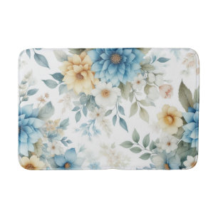 Soft Blue Floral Bath Mat