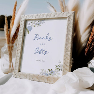 Soft Blue Floral Books and Gifts Poster