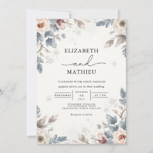 Soft Blue Floral Botanical Wedding Invitation