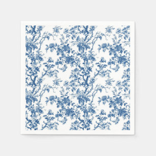 Soft Blue Floral Branch Toile Garden Party Paper N Napkin
