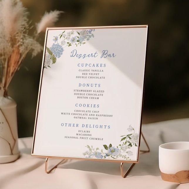 Soft Blue Floral Dessert Bar Poster (Creator Uploaded)