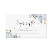 Soft Blue Floral Diaper Raffle Enclosure Card