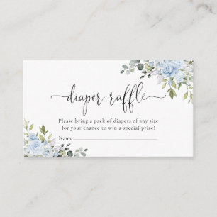 Soft Blue Floral Diaper Raffle Enclosure Card