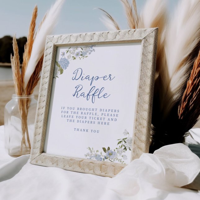 Soft Blue Floral Diaper Raffle Poster (Creator Uploaded)