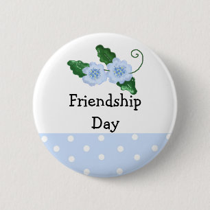 Soft Blue Floral Friendship Day 6 Cm Round Badge