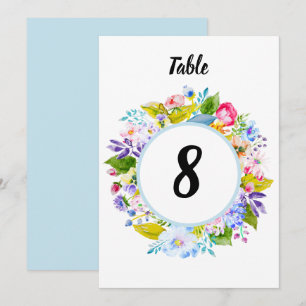 Soft Blue Floral Romantic Wedding Table Number