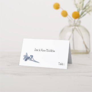 Soft Blue Floral Wedding Place Card
