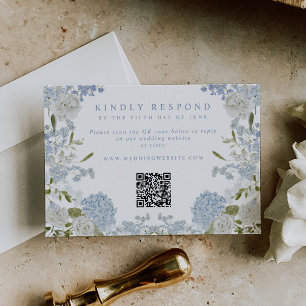 Soft Blue Floral Wedding RSVP Card