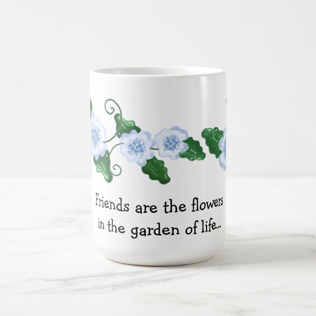 Soft Blue Floral with Friendship Saying Coffee Mug (Center)