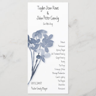 Soft Blue Flower Wedding Program