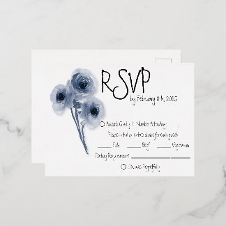 Soft Blue Flower Wedding RSVP Card