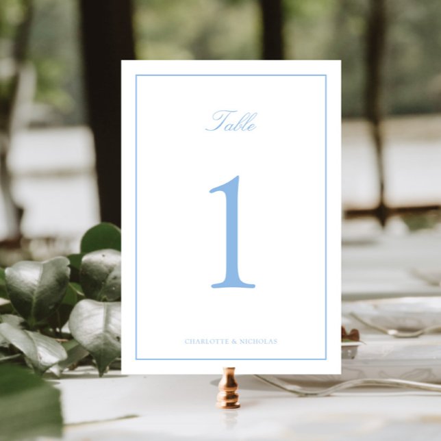 Soft Blue Frame Wedding Table Number (Creator Uploaded)