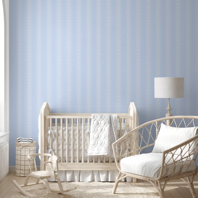 Soft Blue Geometric Interlocking Circles Pattern Wallpaper (Kids)