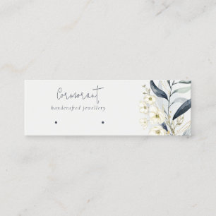 Soft Blue Gold Leafy Botanical Earring Holder Mini Business Card